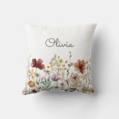 Monogram Waterverf Wildflower  Bloemen Kussen (Achterkant)