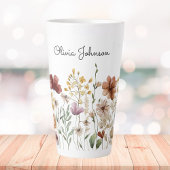 Monogram Waterverf Wildflower Bloemen Latte Mok