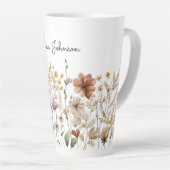 Monogram Waterverf Wildflower Bloemen Latte Mok (Rechterhoek)