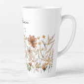Monogram Waterverf Wildflower Bloemen Latte Mok (Rechts)