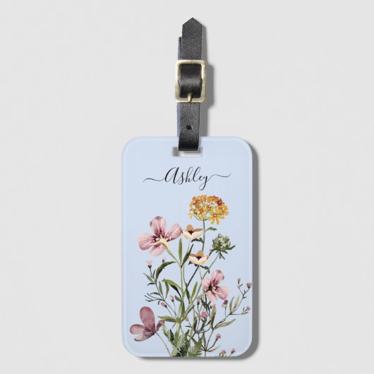 Monogram Waterverf Wildflower Boeket #1 Bagagelabel (Voorkant (verticaal))