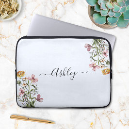 Monogram Waterverf Wildflower Boeket #1 Laptop Sleeve