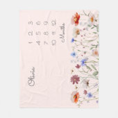 Monogram Waterverf Wildflower Milestone Baby Fleece Deken (Voorkant)