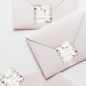 Monogram Waterverf Wildflowers Floral Wedding Vierkante Sticker