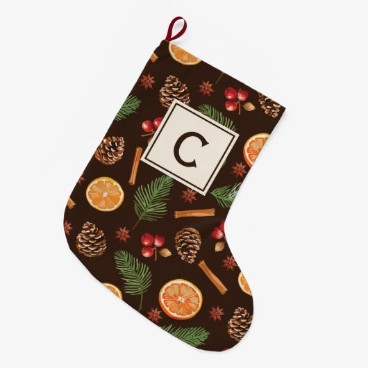 Monogram Waterverf winter botanisch Grote Kerstsok (Voorkant (Hangend))