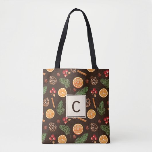 Monogram Waterverf winter botanisch Tote Bag (Voorkant)