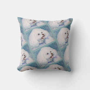 MONOGRAM WATERVERF WITTE BICHON FRISE KUSSEN