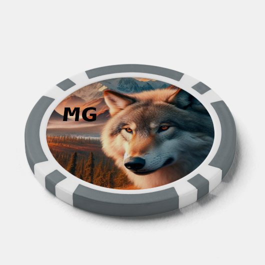 Monogram Waterverf Wolf poker chip (Enkel)