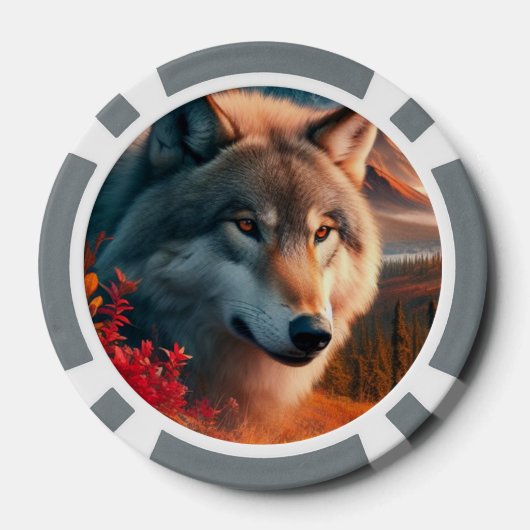 Monogram Waterverf Wolf poker chip (Achterkant)