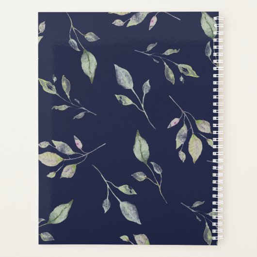 Monogram Waterverf zeemacht en groene botanische b Planner (Achterkant)