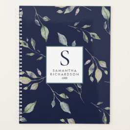 Monogram Waterverf zeemacht en groene botanische b Planner