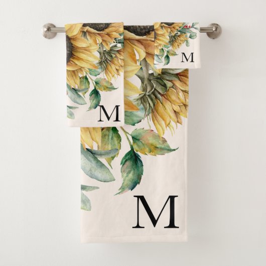 Monogram Waterverf  Zonnebloem Bad Handdoek (Insitu)