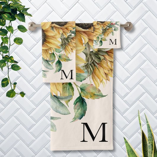 Monogram Waterverf  Zonnebloem Bad Handdoek