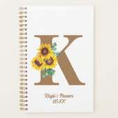 Monogram Waterverf Zonnebloem Custom Persoonlijk Planner (Voorkant)