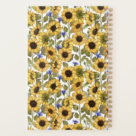 Monogram Waterverf Zonnebloem Custom Persoonlijk Planner (Achterkant)