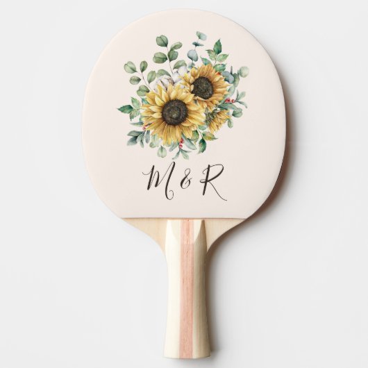 Monogram Waterverf  Zonnebloem Tafeltennisbatje (Voorkant)