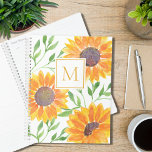 Monogram Waterverf Zonnebloemen Greenery Planner<br><div class="desc">Deze bloemplanoloog is versierd met gele waterverf zonnebloemen en groene bladeren. Pas het aan met je monogram. Om verder uit te geven gebruik het Hulpmiddel van het Ontwerp om de doopvont, de doopvontgrootte, of de kleur te veranderen. Omdat wij ons kunstwerk creëer, zult u dit nauwkeurige afbeelding niet vinden van...</div>