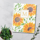 Monogram Waterverf Zonnebloemen Greenery Planner