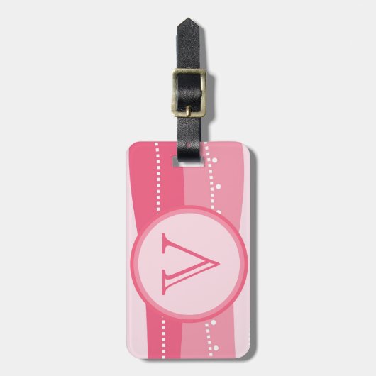 Monogram Wavy Stripes Personalized Bag Label Bagagelabel (Voorkant verticaal)