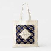 Monogram We Are Watching You Navy & Gold Polka Dot Tote Bag (Achterkant)