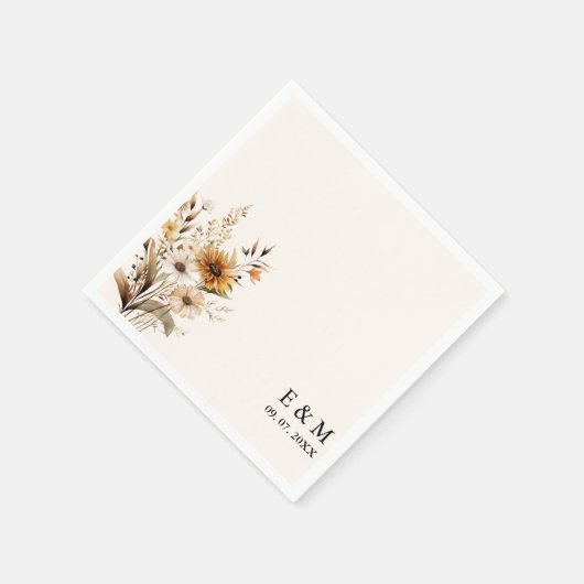 Monogram Weadow Wildflower Boho Floral bruiloft Servet (Hoek)