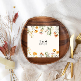 Monogram Weadow Wildflower Boho Floral bruiloft Servet