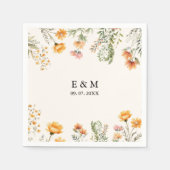 Monogram Weadow Wildflower Boho Floral bruiloft Servet (Voorkant)