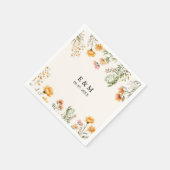 Monogram Weadow Wildflower Boho Floral bruiloft Servet (Hoek)