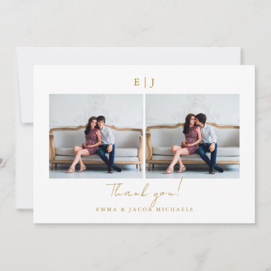 Monogram Weddenschap Bedankt Foto Gold (Voorkant)