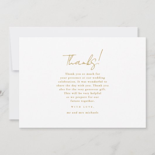 Monogram Weddenschap Bedankt Foto Gold (Achterkant)