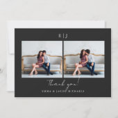 Monogram Weddenschap Bedankt Foto zwart en wit (Voorkant)