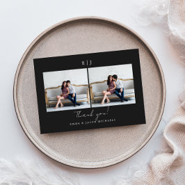 Monogram Weddenschap Bedankt Foto zwart en wit