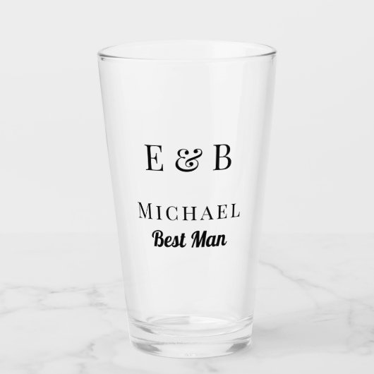 Monogram Weddenschap Beste man Gift Personalized B Glas (Voorkant)