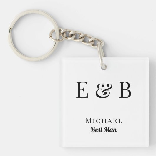 Monogram Weddenschap Beste man Gift Personalized B Sleutelhanger (voorkant)