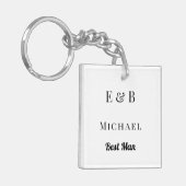 Monogram Weddenschap Beste man Gift Personalized B Sleutelhanger (Voorkant Links)