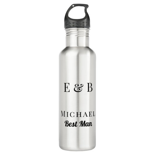 Monogram Weddenschap Beste man Gift Personalized B Waterfles (Voorkant)
