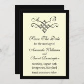 Monogram Weddenschap Bewaar de datum in het wit Save The Date (Voorkant / Achterkant)