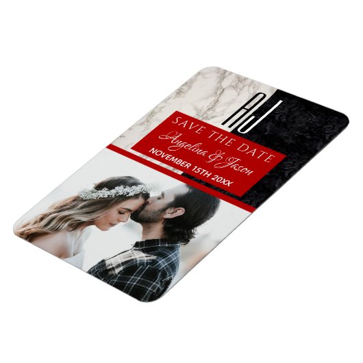 Monogram Weddenschap Bewaardatum uitnodiging Magneet (Linkerzijde)