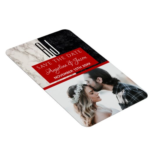 Monogram Weddenschap Bewaardatum uitnodiging Magneet (Rechterzijde)