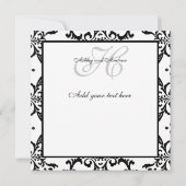 Monogram Weddenschap Black Swirl Damask Kaart (Achterkant)
