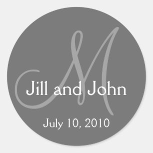 Monogram Weddenschap Bride Groom Gray Sticker