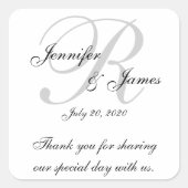 Monogram Weddenschap Dank je Stickers labels (Voorkant)