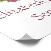 Monogram Weddenschap Datum Namen Roze Paarse Flora Poster (Hoek)