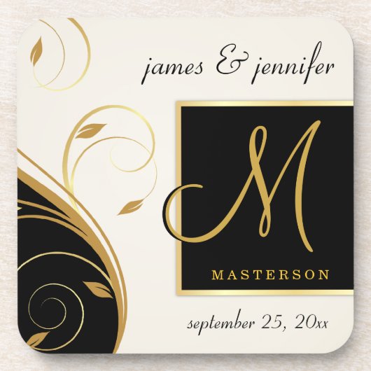 Monogram Weddenschap Gift Cork Onderzetters - hede (Voorkant)