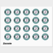 Monogram Weddenschap Grenzen Aqua Blue Ronde Sticker (Vel)