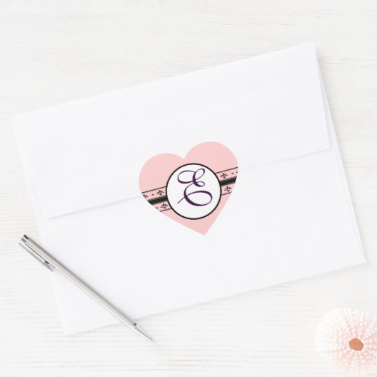 Monogram Weddenschap Grenzen Hart Sticker (Envelop)