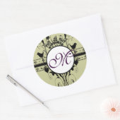 Monogram Weddenschap  Grenzen Ronde Sticker (Envelop)