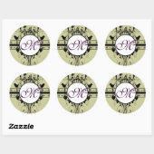 Monogram Weddenschap  Grenzen Ronde Sticker (Vel)
