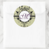 Monogram Weddenschap  Grenzen Ronde Sticker (Tas)