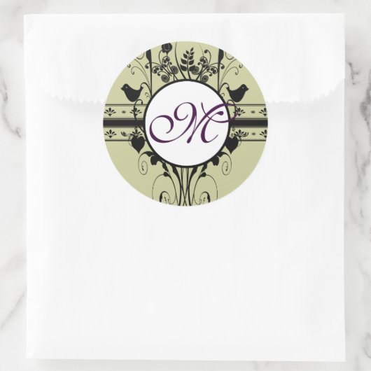 Monogram Weddenschap Grenzen Ronde Sticker (Tas)